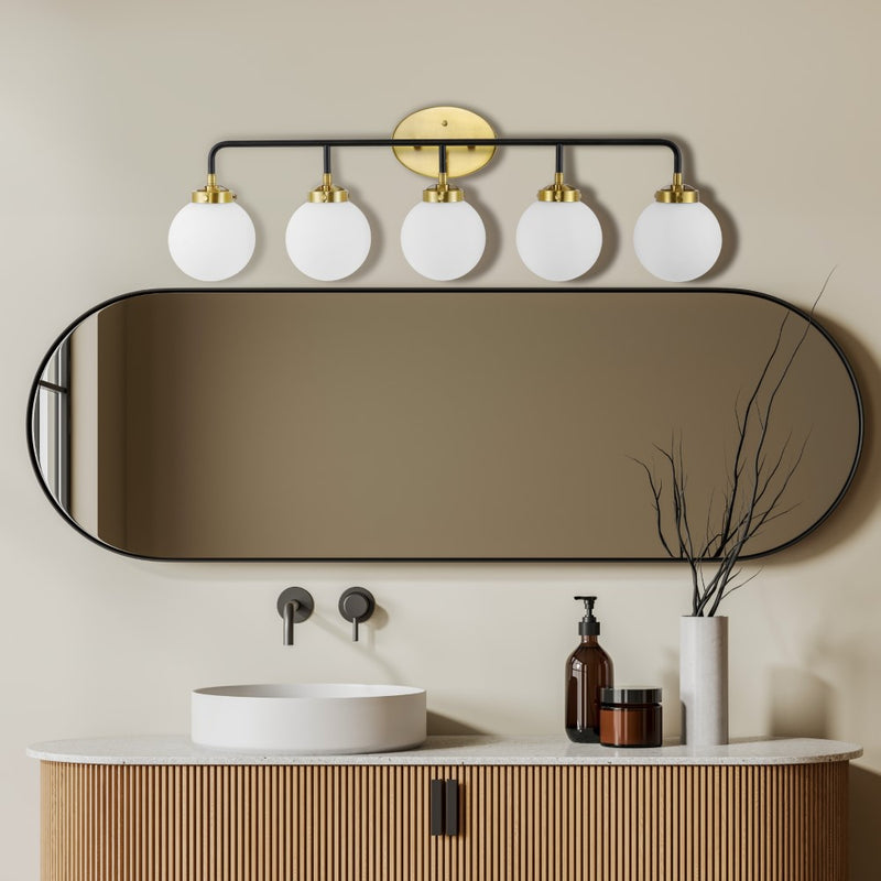 Caleb Brass Vanity Wall Sconce Frosted