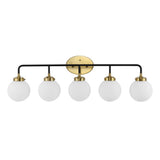 Caleb Brass Vanity Wall Sconce Frosted