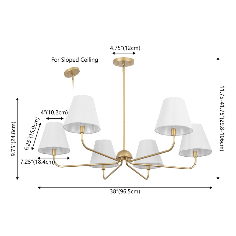 Pauline Coastal Contemporary Adjustable Swooping Arm Candle-Style Metal LED Chandelier