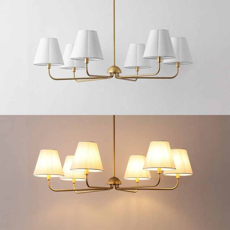 Pauline Coastal Contemporary Adjustable Swooping Arm Candle-Style Metal LED Chandelier