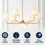 Pauline Coastal Contemporary Adjustable Swooping Arm Candle-Style Metal LED Chandelier