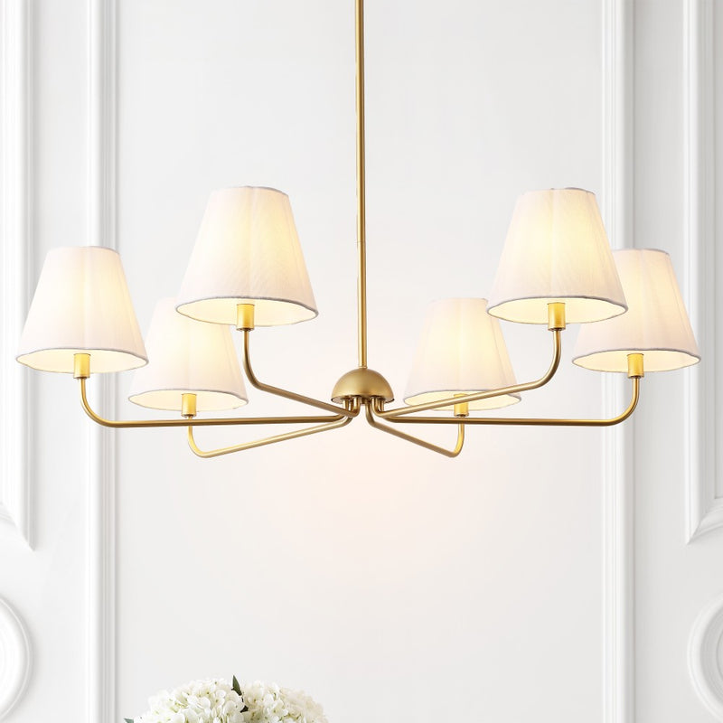 Pauline Coastal Contemporary Adjustable Swooping Arm Candle-Style Metal LED Chandelier