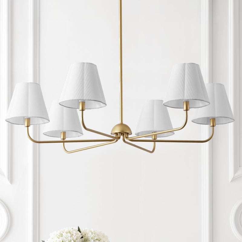 Pauline Coastal Contemporary Adjustable Swooping Arm Candle-Style Metal LED Chandelier