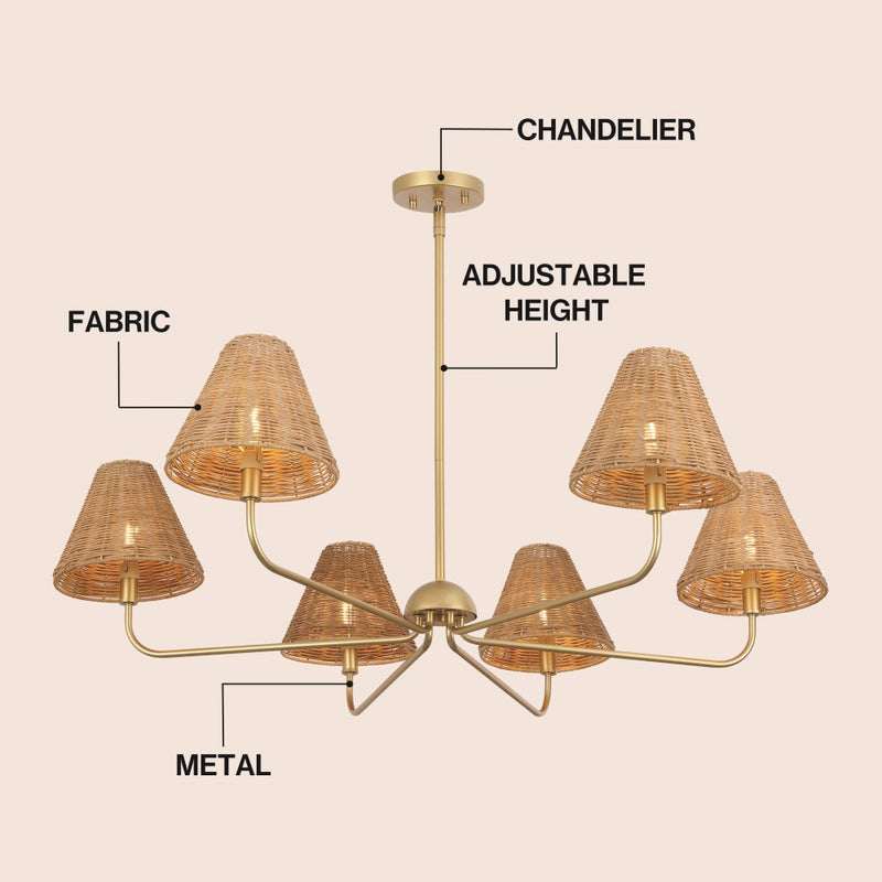 Pauline Coastal Contemporary Adjustable Swooping Arm Candle-Style Metal LED Chandelier