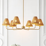 Pauline Coastal Contemporary Adjustable Swooping Arm Candle-Style Metal LED Chandelier