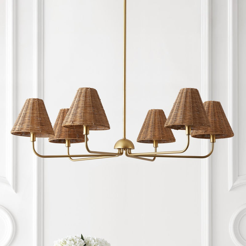 Pauline Coastal Contemporary Adjustable Swooping Arm Candle-Style Metal LED Chandelier