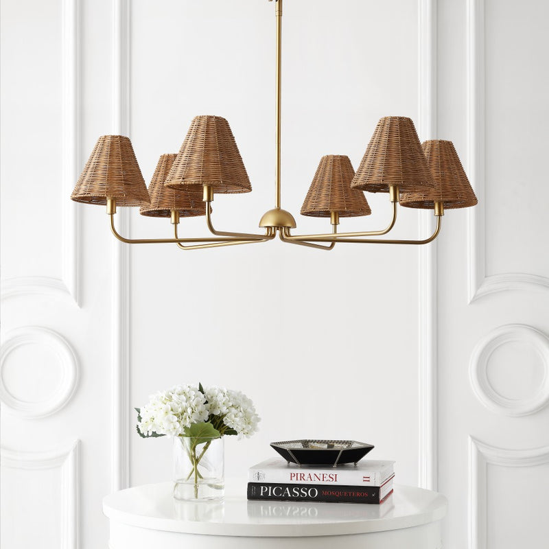 Pauline Coastal Contemporary Adjustable Swooping Arm Candle-Style Metal LED Chandelier