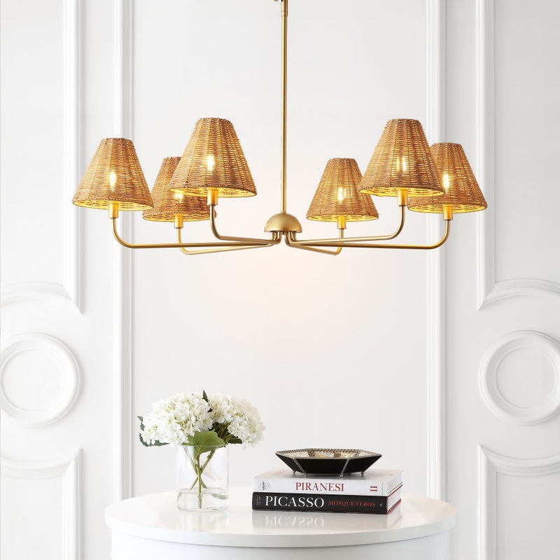 Pauline Coastal Contemporary Adjustable Swooping Arm Candle-Style Metal LED Chandelier