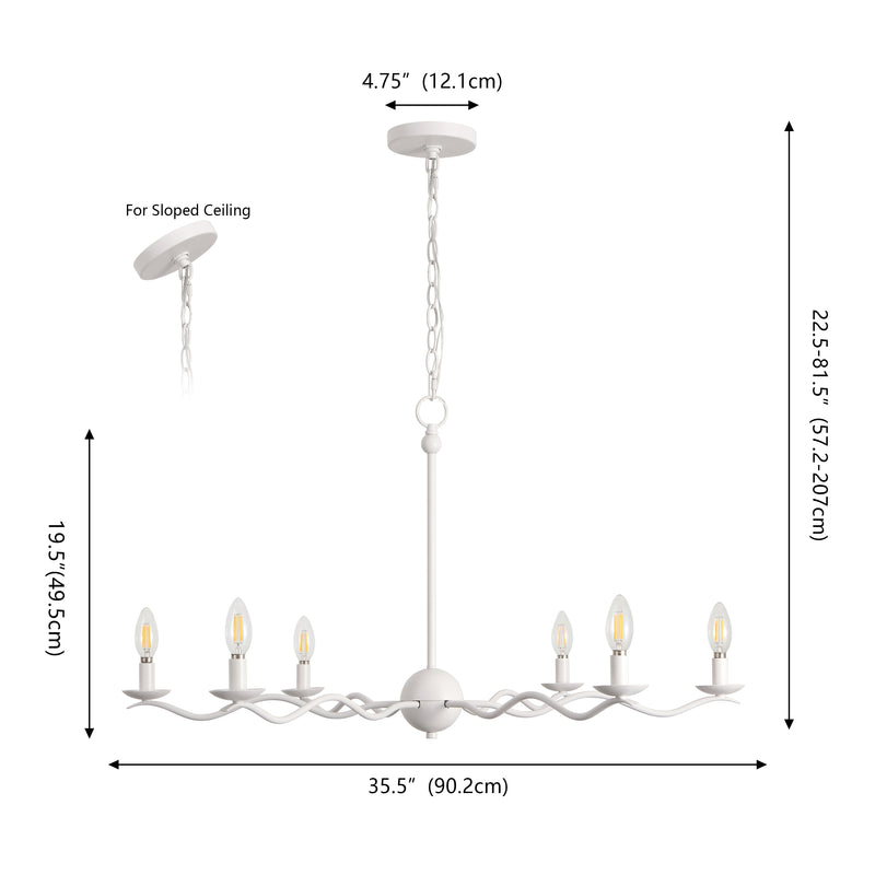 Shana Grand Modern Transitional Adjustable Sculptural Wavy Arm Candle-Style Metal LED Chandelier