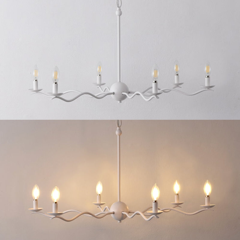 Shana Grand Modern Transitional Adjustable Sculptural Wavy Arm Candle-Style Metal LED Chandelier