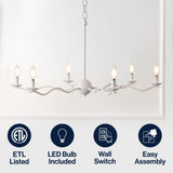 Shana Grand Modern Transitional Adjustable Sculptural Wavy Arm Candle-Style Metal LED Chandelier