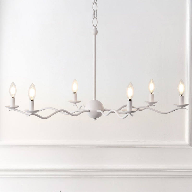 Shana Grand Modern Transitional Adjustable Sculptural Wavy Arm Candle-Style Metal LED Chandelier
