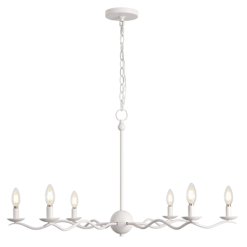Shana Grand Modern Transitional Adjustable Sculptural Wavy Arm Candle-Style Metal LED Chandelier
