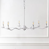 Shana Grand Modern Transitional Adjustable Sculptural Wavy Arm Candle-Style Metal LED Chandelier