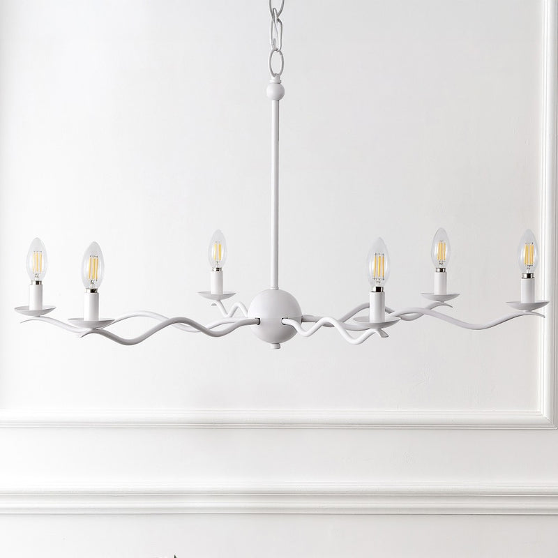 Shana Grand Modern Transitional Adjustable Sculptural Wavy Arm Candle-Style Metal LED Chandelier