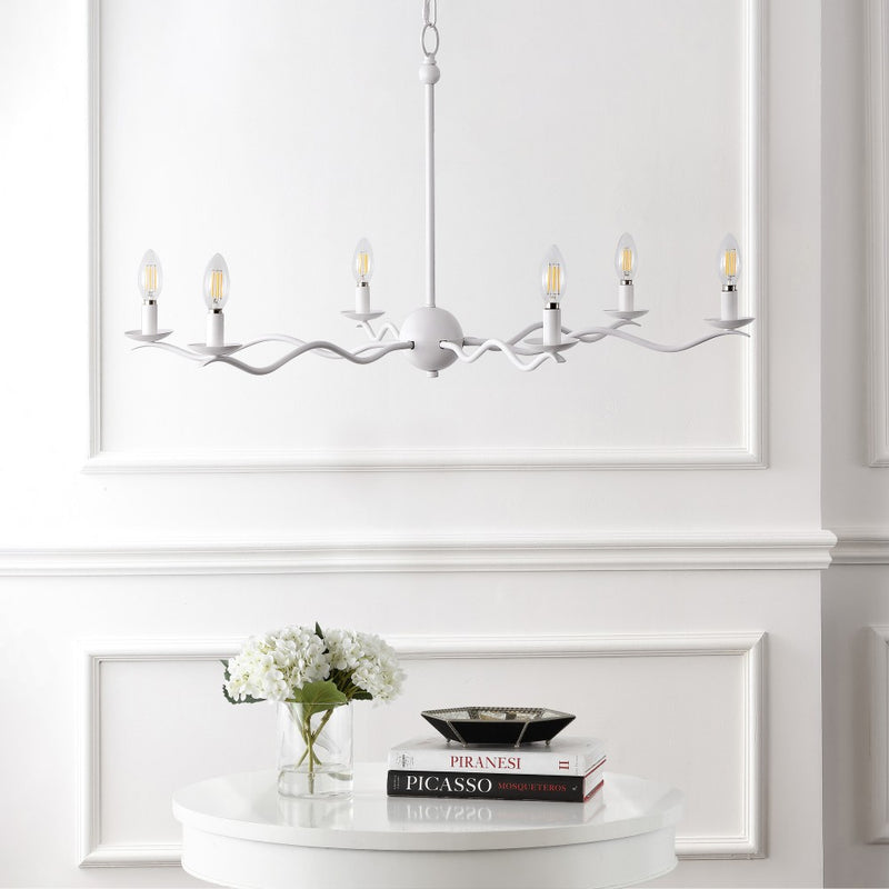 Shana Grand Modern Transitional Adjustable Sculptural Wavy Arm Candle-Style Metal LED Chandelier