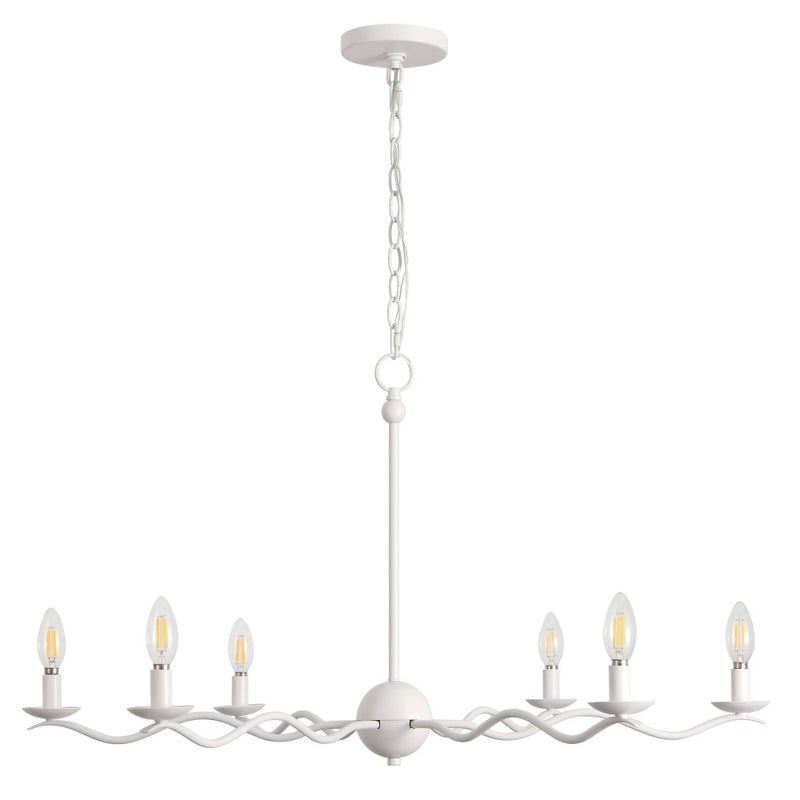 Shana Grand Modern Transitional Adjustable Sculptural Wavy Arm Candle-Style Metal LED Chandelier