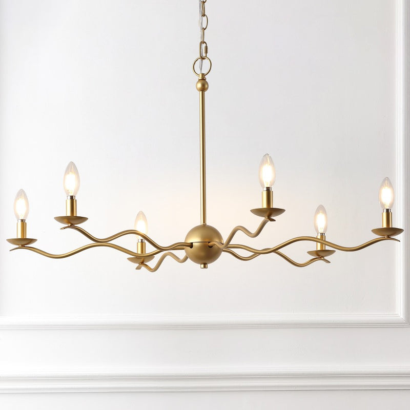 Shana Grand Modern Transitional Adjustable Sculptural Wavy Arm Candle-Style Metal LED Chandelier