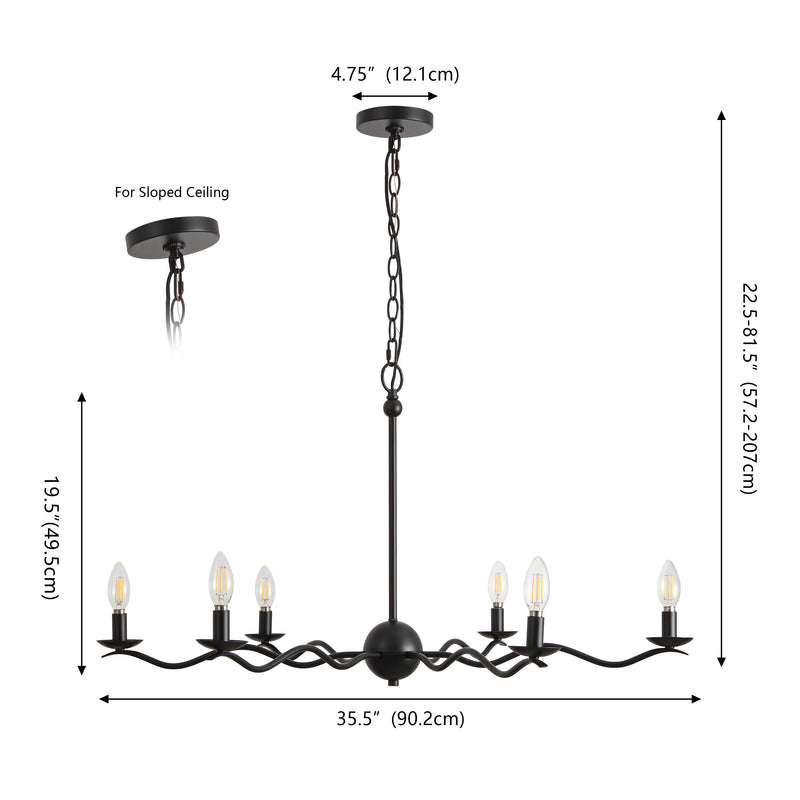 Shana Grand Modern Transitional Adjustable Sculptural Wavy Arm Candle-Style Metal LED Chandelier