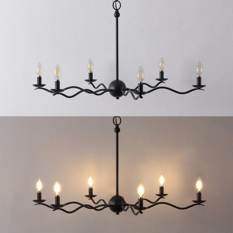 Shana Grand Modern Transitional Adjustable Sculptural Wavy Arm Candle-Style Metal LED Chandelier