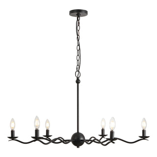 Shana Grand Modern Transitional Adjustable Sculptural Wavy Arm Candle-Style Metal LED Chandelier