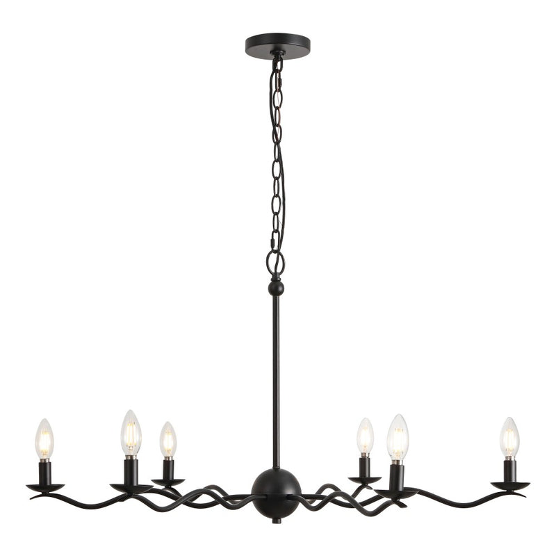 Shana Grand Modern Transitional Adjustable Sculptural Wavy Arm Candle-Style Metal LED Chandelier