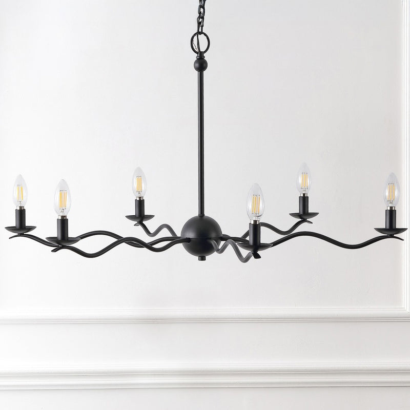Shana Grand Modern Transitional Adjustable Sculptural Wavy Arm Candle-Style Metal LED Chandelier