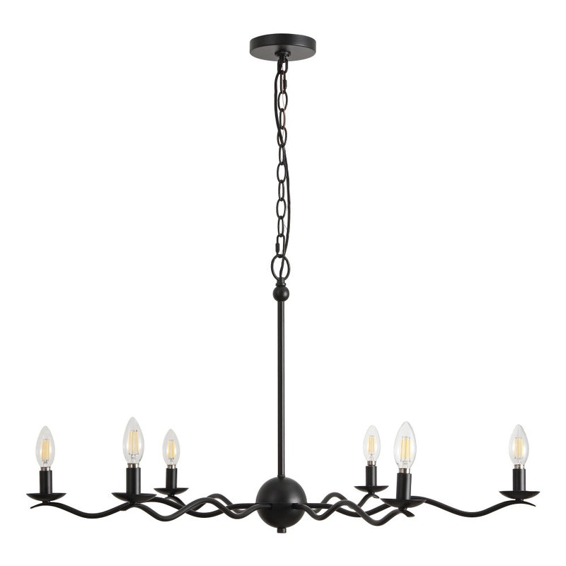 Shana Grand Modern Transitional Adjustable Sculptural Wavy Arm Candle-Style Metal LED Chandelier