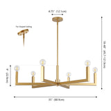 Darcy Grand Modern Industrial Adjustable Geometric Architectural Square-Arm Candle-Style Metal LED Chandelier