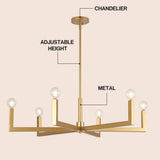 Darcy Grand Modern Industrial Adjustable Geometric Architectural Square-Arm Candle-Style Metal LED Chandelier