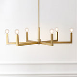 Darcy Grand Modern Industrial Adjustable Geometric Architectural Square-Arm Candle-Style Metal LED Chandelier