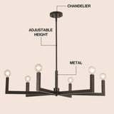 Darcy Grand Modern Industrial Adjustable Geometric Architectural Square-Arm Candle-Style Metal LED Chandelier