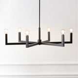 Darcy Grand Modern Industrial Adjustable Geometric Architectural Square-Arm Candle-Style Metal LED Chandelier