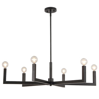 Darcy Grand Modern Industrial Adjustable Geometric Architectural Square-Arm Candle-Style Metal LED Chandelier