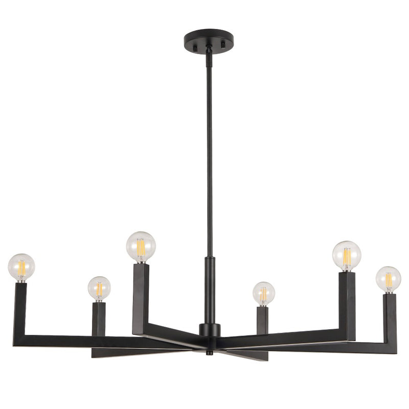Darcy Grand Modern Industrial Adjustable Geometric Architectural Square-Arm Candle-Style Metal LED Chandelier