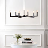 Darcy Grand Modern Industrial Adjustable Geometric Architectural Square-Arm Candle-Style Metal LED Chandelier