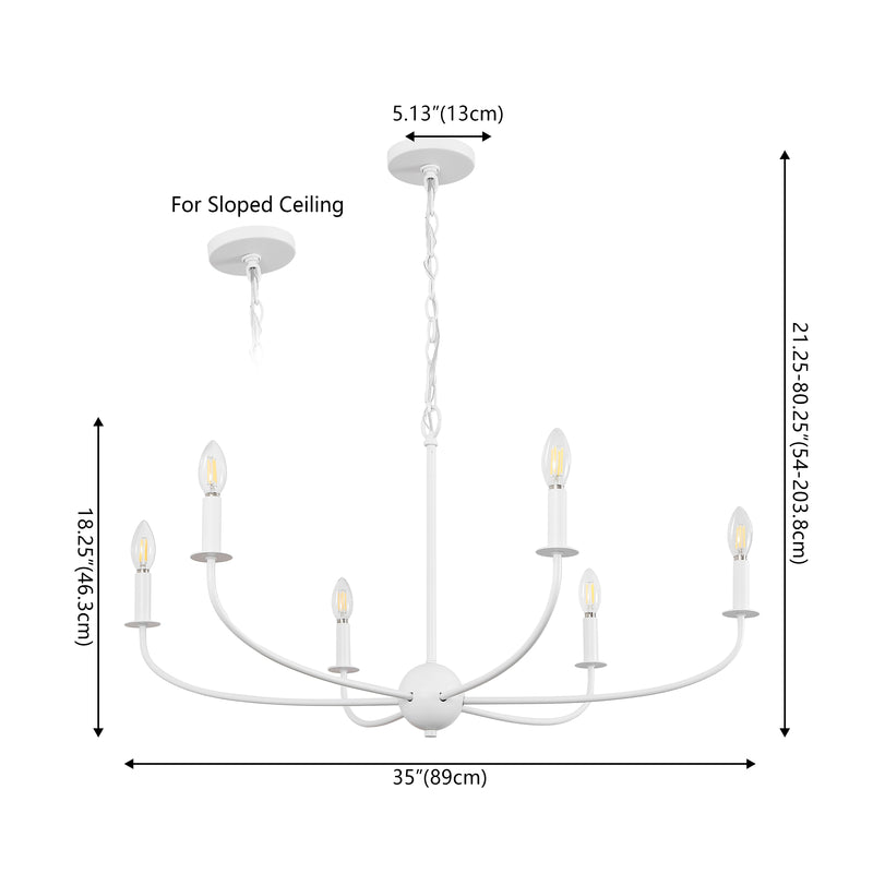 Ainsley Grand Traditional Farmhouse Adjustable Swooping Arm Candle-Style Metal LED Chandelier