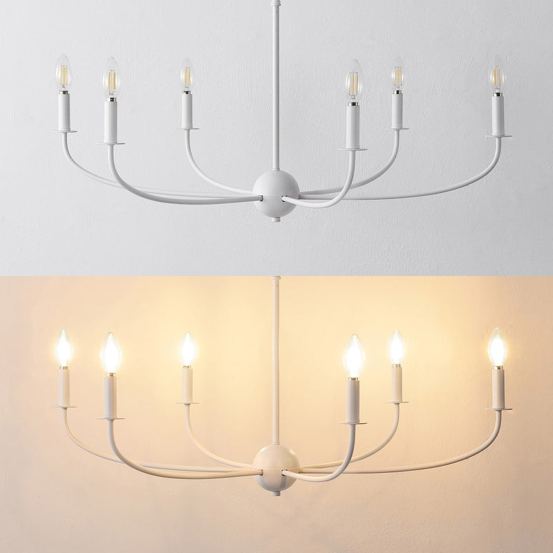 Ainsley Grand Traditional Farmhouse Adjustable Swooping Arm Candle-Style Metal LED Chandelier