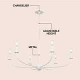 Ainsley Grand Traditional Farmhouse Adjustable Swooping Arm Candle-Style Metal LED Chandelier