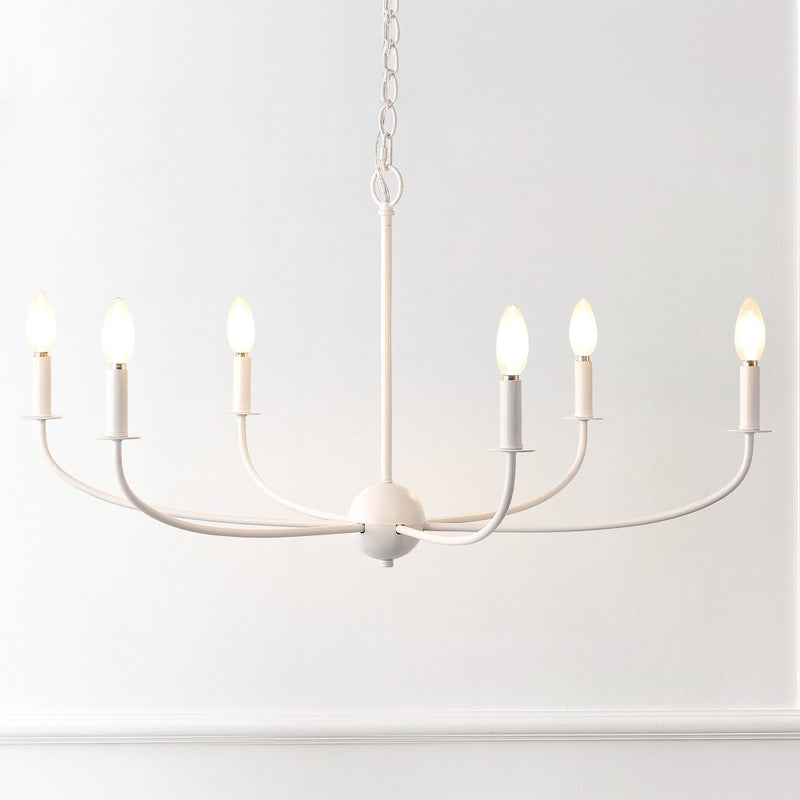 Ainsley Grand Traditional Farmhouse Adjustable Swooping Arm Candle-Style Metal LED Chandelier