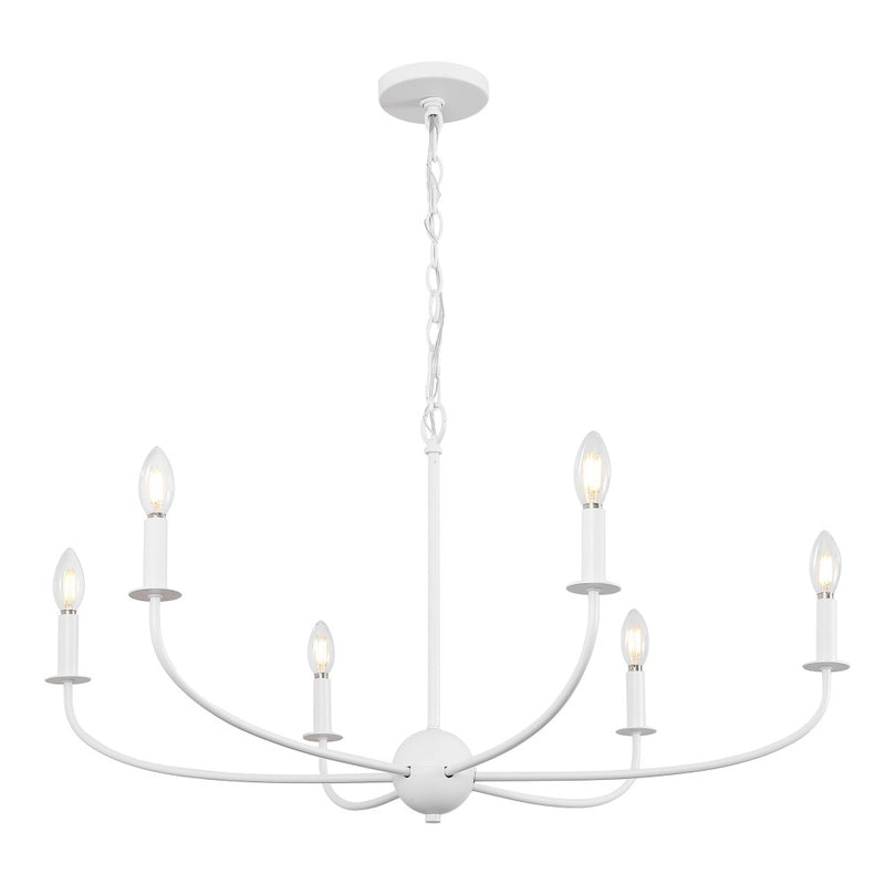 Ainsley Grand Traditional Farmhouse Adjustable Swooping Arm Candle-Style Metal LED Chandelier