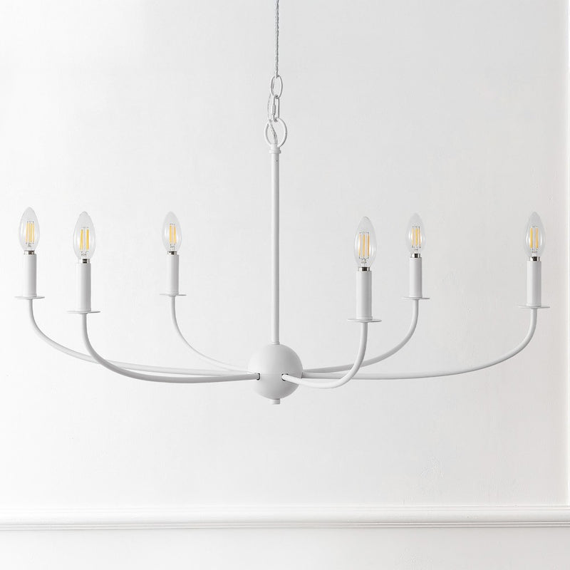 Ainsley Grand Traditional Farmhouse Adjustable Swooping Arm Candle-Style Metal LED Chandelier
