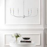 Ainsley Grand Traditional Farmhouse Adjustable Swooping Arm Candle-Style Metal LED Chandelier