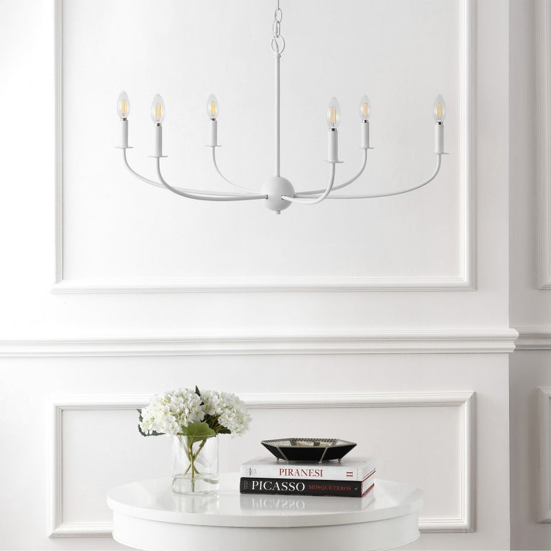 Ainsley Grand Traditional Farmhouse Adjustable Swooping Arm Candle-Style Metal LED Chandelier