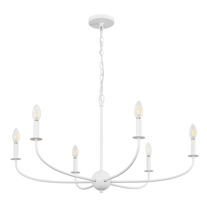 Ainsley Grand Traditional Farmhouse Adjustable Swooping Arm Candle-Style Metal LED Chandelier
