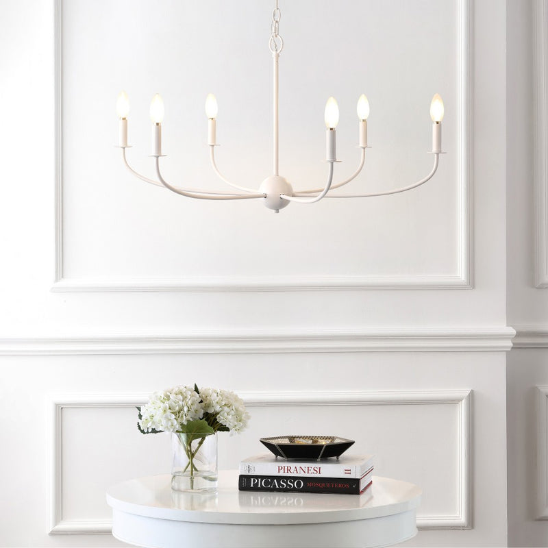 Ainsley Grand Traditional Farmhouse Adjustable Swooping Arm Candle-Style Metal LED Chandelier