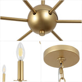Ainsley Grand Traditional Farmhouse Adjustable Swooping Arm Candle-Style Metal LED Chandelier