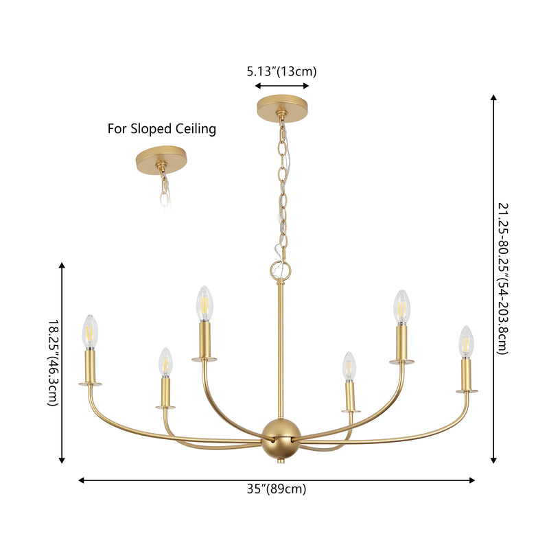 Ainsley Grand Traditional Farmhouse Adjustable Swooping Arm Candle-Style Metal LED Chandelier
