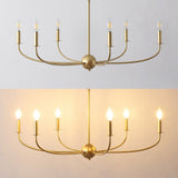 Ainsley Grand Traditional Farmhouse Adjustable Swooping Arm Candle-Style Metal LED Chandelier