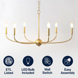 Ainsley Grand Traditional Farmhouse Adjustable Swooping Arm Candle-Style Metal LED Chandelier